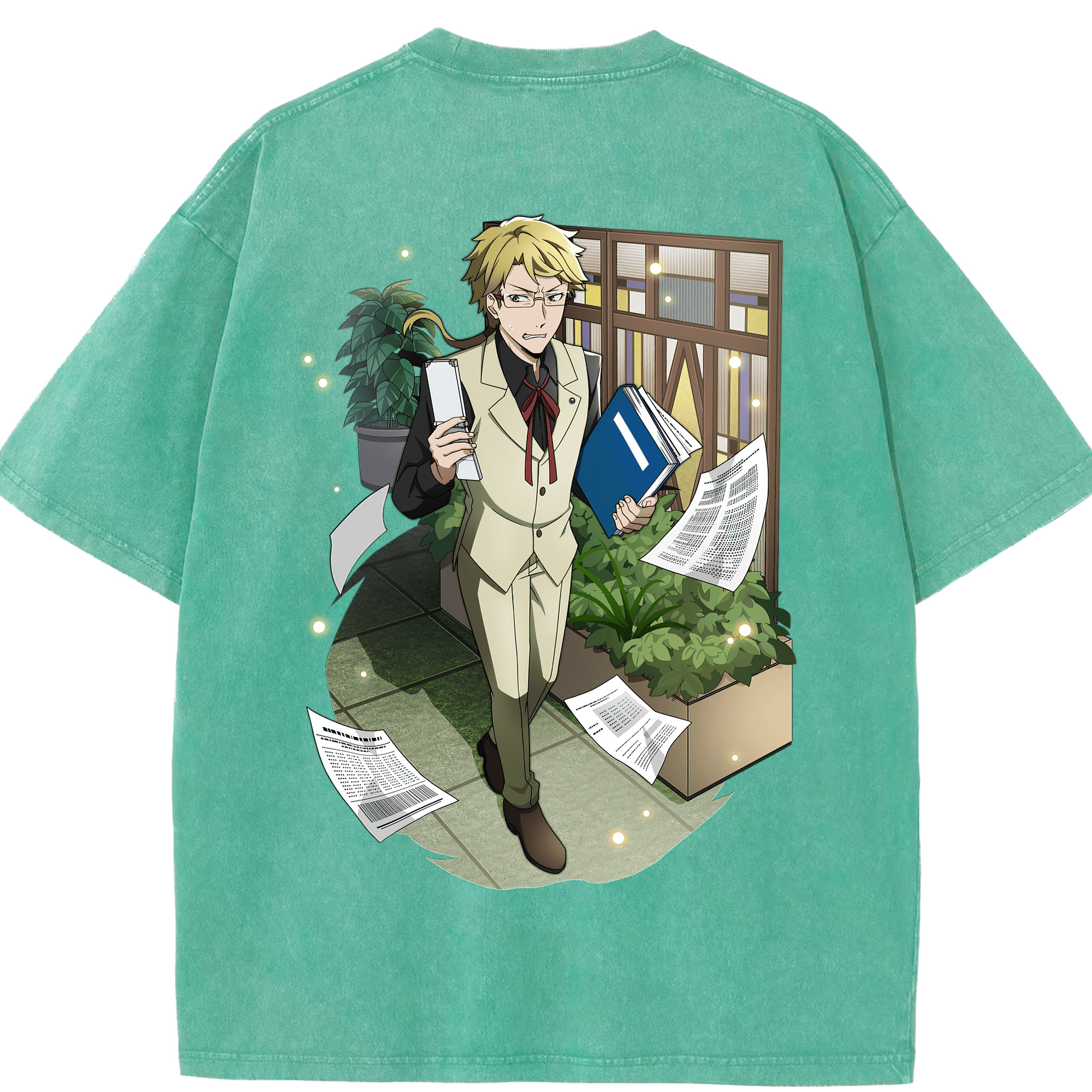 （画像用） 文豪ストレイドッグス Bungo Stray Dogs 綿100% ヴィンテージ風 半袖Tシャツ（背面プリント）